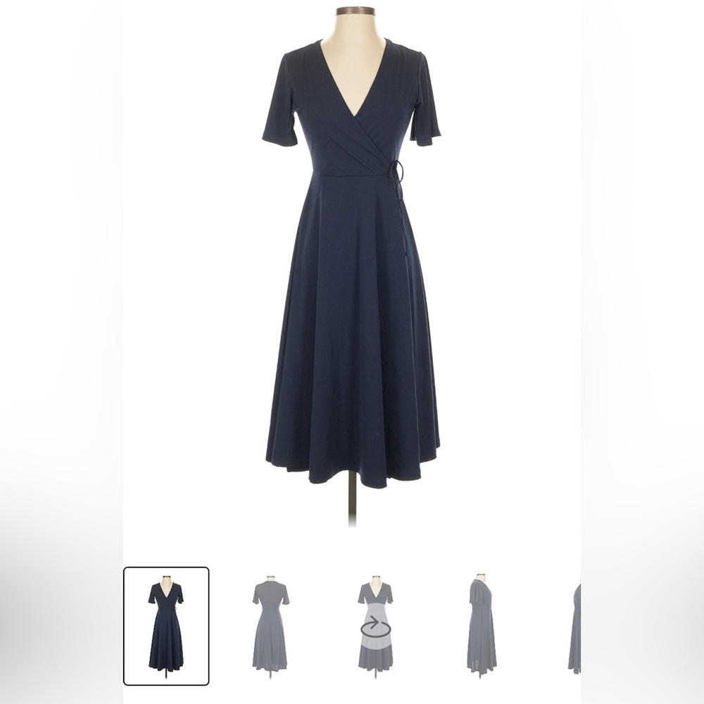 H&M jersey wrap cocktail dress, navy blue